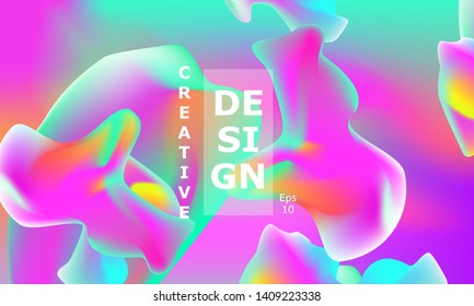 Fluid shapes composition. Wavy abstract cover design. Creative colorful wallpaper. Trendy gradient poster. Vector illustration.