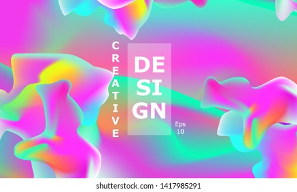 Fluid shapes composition. Wavy abstract cover design. Creative colorful wallpaper. Trendy gradient poster. Vector illustration.