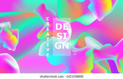 Fluid shapes composition. Wavy abstract cover design. Creative colorful wallpaper. Trendy gradient poster. Vector illustration.