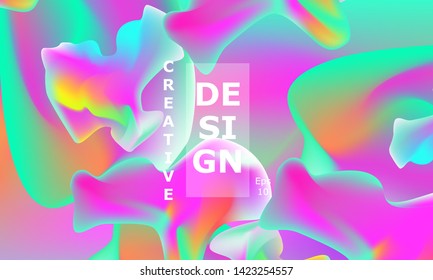 Fluid shapes composition. Wavy abstract cover design. Creative colorful wallpaper. Trendy gradient poster. Vector illustration.