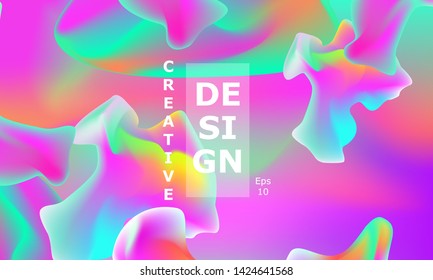 Fluid shapes composition. Wavy abstract cover design. Creative colorful wallpaper. Trendy gradient poster. Vector illustration.