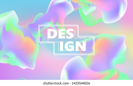 Fluid shapes composition. Wavy abstract cover design. Creative colorful wallpaper. Trendy gradient poster. Vector illustration.