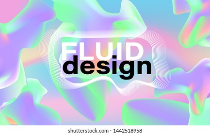 Fluid shapes composition. Wavy abstract cover design. Creative colorful wallpaper. Trendy gradient poster. Vector illustration.