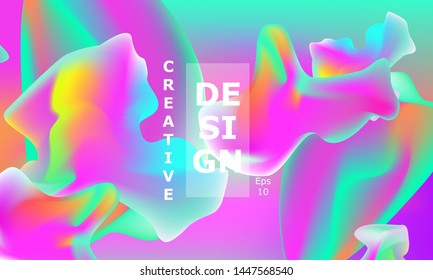 Fluid shapes composition. Wavy abstract cover design. Creative colorful wallpaper. Trendy gradient poster. Vector illustration.