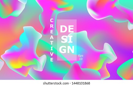 Fluid shapes composition. Wavy abstract cover design. Creative colorful wallpaper. Trendy gradient poster. Vector illustration.