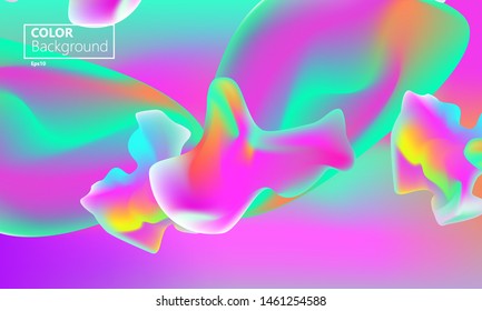 Fluid shapes composition. Wavy abstract cover design. Creative colorful wallpaper. Trendy gradient poster. Vector illustration.
