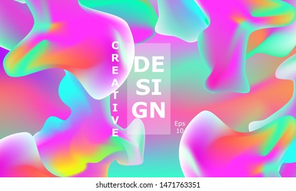 Fluid shapes composition. Wavy abstract cover design. Creative colorful wallpaper. Trendy gradient poster. Vector illustration.