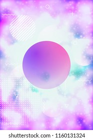 Fluid shapes cover with liquid dynamic background. Neon bauhaus background with fluorescent purple. Graphic template for placard, presentation, banner, brochure. Futuristic fluid shapes cover.