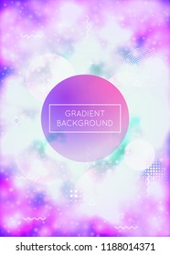 Fluid shapes cover with liquid dynamic background. Neon bauhaus background with fluorescent purple. Graphic template for brochure, banner, wallpaper, mobile screen. Bright fluid shapes cover.