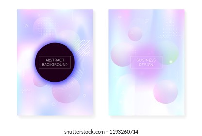 Fluid shapes cover with liquid dynamic background. Holographic bauhaus gradient with memphis. Graphic template for book, annual, mobile interface, web app. Hipster fluid shapes cover.