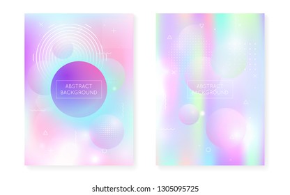 Fluid shapes cover with liquid dynamic background. Holographic bauhaus gradient with memphis. Graphic template for book, annual, mobile interface, web app. Trendy fluid shapes cover.