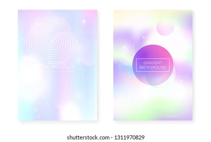 Fluid shapes cover with liquid dynamic background. Holographic bauhaus gradient with memphis. Graphic template for placard, presentation, banner, brochure. Hipster fluid shapes cover.
