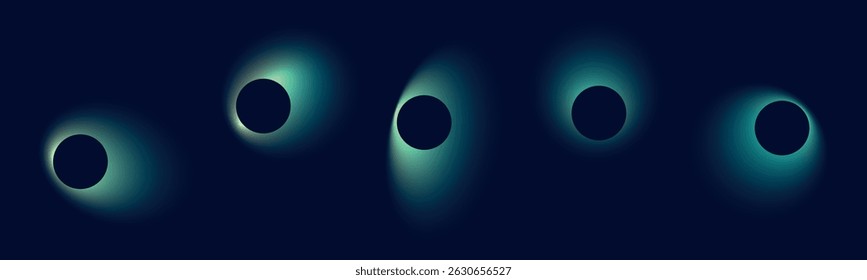 Fluid shapes with gradient aura and blurred color effect. Abstract elements with smooth transitions. Flat vector illustration isolated on white background.