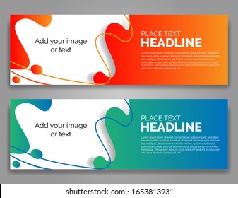 fluid shapes in gradient banner. Vector abstract banner design template. fluid design banner can used for header, footer, layout, letterhead, landing page
