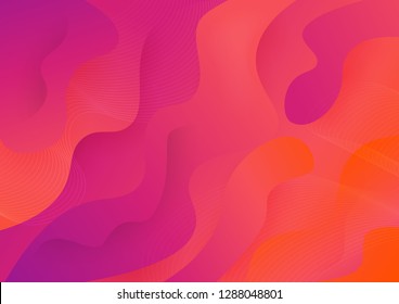 Fluid shapes gradient orange pink purple background vector illustration. Abstract geometric dynamic wave concept design.Trendy summer color and style template concept.