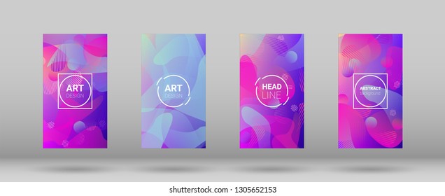 Fluid Shapes. Horizontal Orientation. Banner Design Composition. Modern Geometric Pattern. Set of Gradient Background.