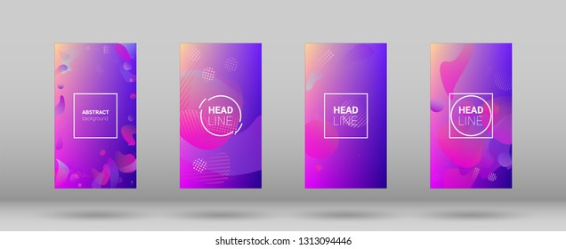 Fluid Shapes. Horizontal Orientation. Banner Design Composition. Modern Geometric Pattern. Set of Gradient Background.