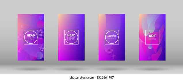 Fluid Shapes. Horizontal Orientation. Banner Design Composition. Modern Geometric Pattern. Set of Gradient Background.