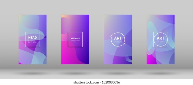 Fluid Shapes. Horizontal Orientation. Banner Design Composition. Modern Geometric Pattern. Set of Gradient Background.