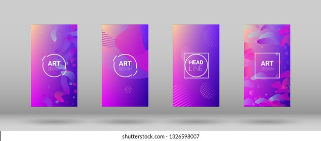 Fluid Shapes. Horizontal Orientation. Banner Design Composition. Modern Geometric Pattern. Set of Colorfull Background.