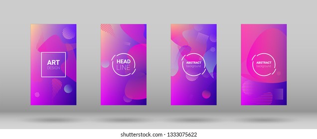 Fluid Shapes. Horizontal Orientation. Banner Design Composition. Modern Geometric Pattern. Set of Gradient Background.