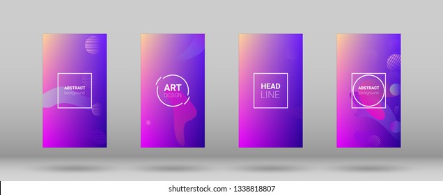 Fluid Shapes. Horizontal Orientation. Banner Design Composition. Modern Geometric Pattern. Set of Gradient Background.