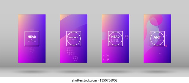 Fluid Shapes. Horizontal Orientation. Banner Design Composition. Modern Geometric Pattern. Set of Colorfull Background.