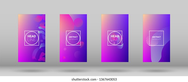 Fluid Shapes. Horizontal Orientation. Banner Design Composition. Modern Geometric Pattern. Set of Gradient Background.