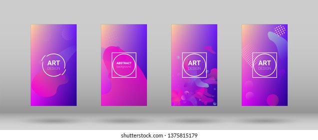 Fluid Shapes. Horizontal Orientation. Banner Design Composition. Modern Geometric Pattern. Set of Gradient Background.
