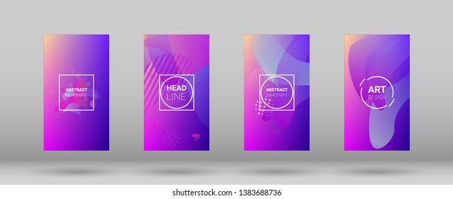 Fluid Shapes. Horizontal Orientation. Banner Design Composition. Modern Geometric Pattern. Set of Colorfull Background.