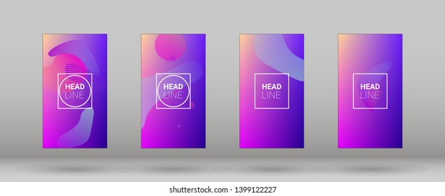 Fluid Shapes. Horizontal Orientation. Banner Design Composition. Modern Geometric Pattern. Set of Gradient Background.