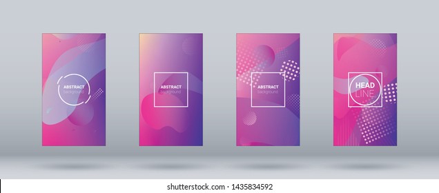 Fluid Shapes. Horizontal Orientation. Banner Design Composition. Modern Geometric Pattern. Set of Gradient Background.