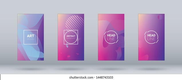 Fluid Shapes. Horizontal Orientation. Banner Design Composition. Modern Geometric Pattern. Set of Colorfull Background.