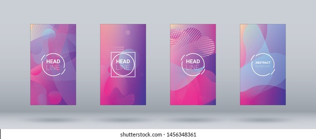 Fluid Shapes. Horizontal Orientation. Banner Design Composition. Modern Geometric Pattern. Set of Gradient Background.