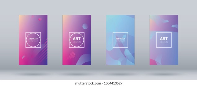 Fluid Shapes. Horizontal Orientation. Banner Design Composition. Modern Geometric Pattern. Set of Gradient Background.