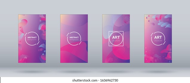 Fluid Shapes. Horizontal Orientation. Banner Design Composition. Modern Geometric Pattern. Set of Colorfull Background.