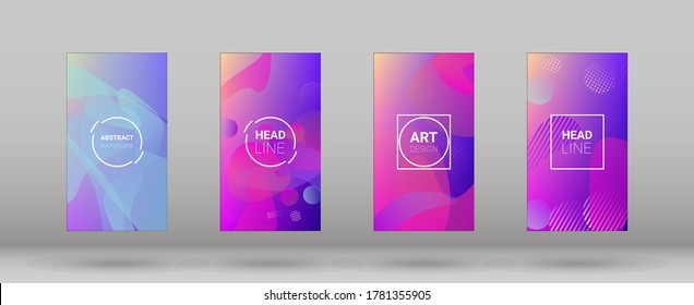 Fluid Shapes. Horizontal Orientation. Banner Design Composition. Modern Geometric Pattern. Set of Colorfull Background.