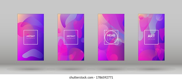 Fluid Shapes. Horizontal Orientation. Banner Design Composition. Modern Geometric Pattern. Set of Gradient Background.