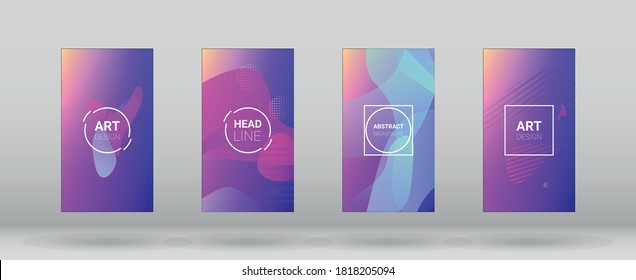 Fluid Shapes. Horizontal Orientation. Banner Design Composition. Modern Geometric Pattern. Set of Gradient Background.