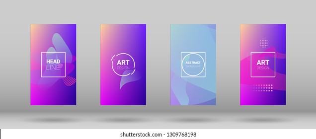 Fluid Shapes. Horizontal Orientation. Modern Geometric Pattern. Banner Design Composition. Set of Gradient Background.