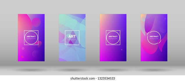 Fluid Shapes. Horizontal Orientation. Modern Geometric Pattern. Banner Design Composition. Set of Colorfull Background.