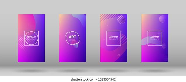 Fluid Shapes. Horizontal Orientation. Modern Geometric Pattern. Banner Design Composition. Set of Gradient Background.