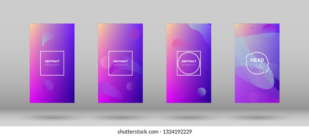 Fluid Shapes. Horizontal Orientation. Modern Geometric Pattern. Banner Design Composition. Set of Colorfull Background.