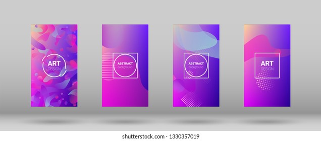 Fluid Shapes. Horizontal Orientation. Modern Geometric Pattern. Banner Design Composition. Set of Colorfull Background.