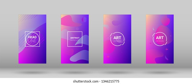 Fluid Shapes. Horizontal Orientation. Modern Geometric Pattern. Banner Design Composition. Set of Colorfull Background.