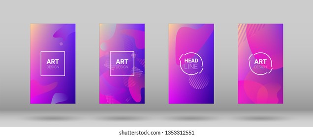 Fluid Shapes. Horizontal Orientation. Modern Geometric Pattern. Banner Design Composition. Set of Gradient Background.