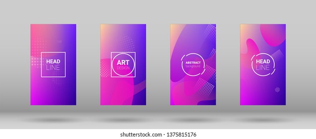 Fluid Shapes. Horizontal Orientation. Modern Geometric Pattern. Banner Design Composition. Set of Colorfull Background.