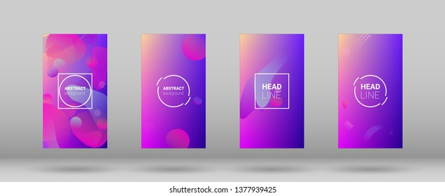 Fluid Shapes. Horizontal Orientation. Modern Geometric Pattern. Banner Design Composition. Set of Colorfull Background.
