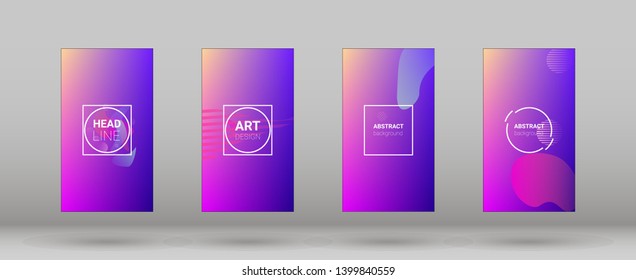 Fluid Shapes. Horizontal Orientation. Modern Geometric Pattern. Banner Design Composition. Set of Gradient Background.