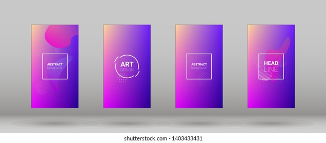 Fluid Shapes. Horizontal Orientation. Modern Geometric Pattern. Banner Design Composition. Set of Colorfull Background.